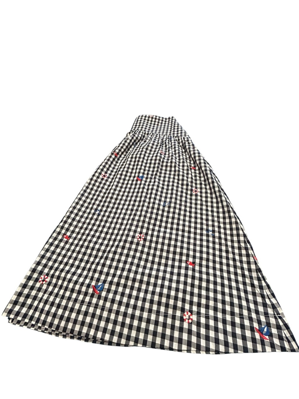 Black & White Gingham A-Line Skirt with Subtle Embroidered Accents - Picture 8 of 16
